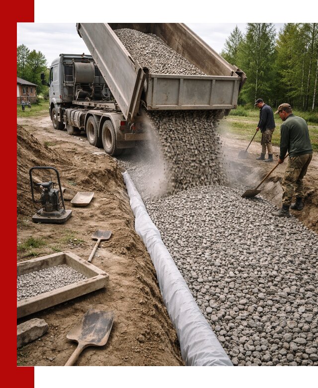 Гравий для дренажа с доставкой в Арзамасе качественный и недорогой