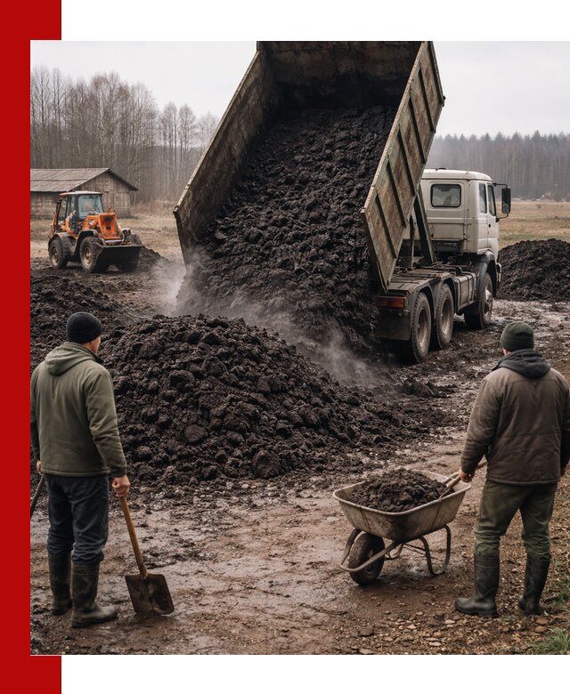 Доставка низинного торфа с разгрузкой и доставкой в Арзамасе