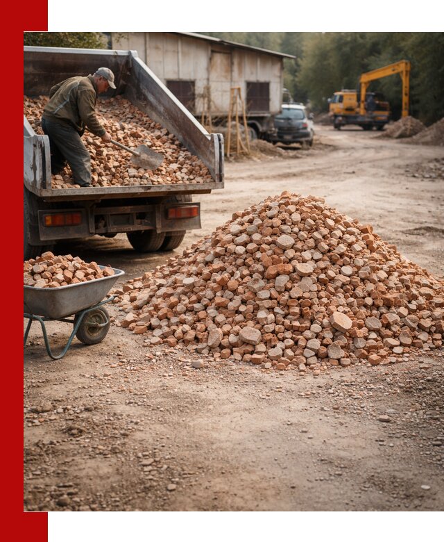 Доставка и подушка из боя кирпича с разгрузкой в Арзамасе