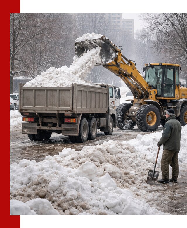 Вывоз снега грузовой техникой в Арзамасе оперативно и чисто