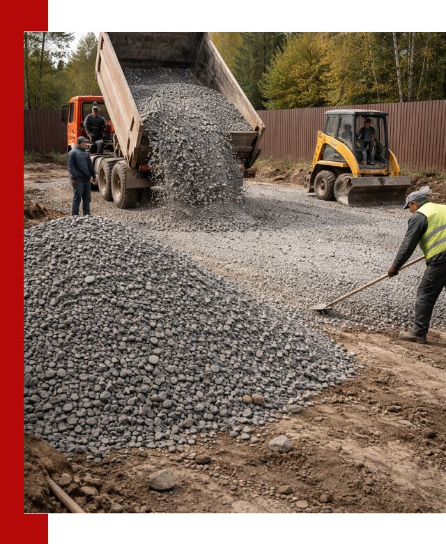 Отсыпка участка щебнем с доставкой и уплотнением в Арзамасе